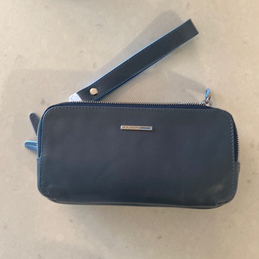 NWT blue leather clutch from Italy!